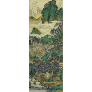 山翠湖光    山水画